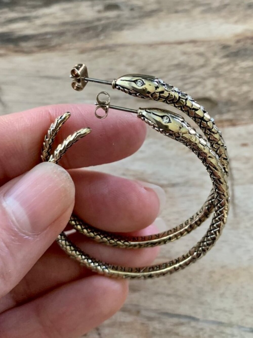 Dyrberg/Kern Syspila Snake large hoop earrings Swarovski crystal eyes